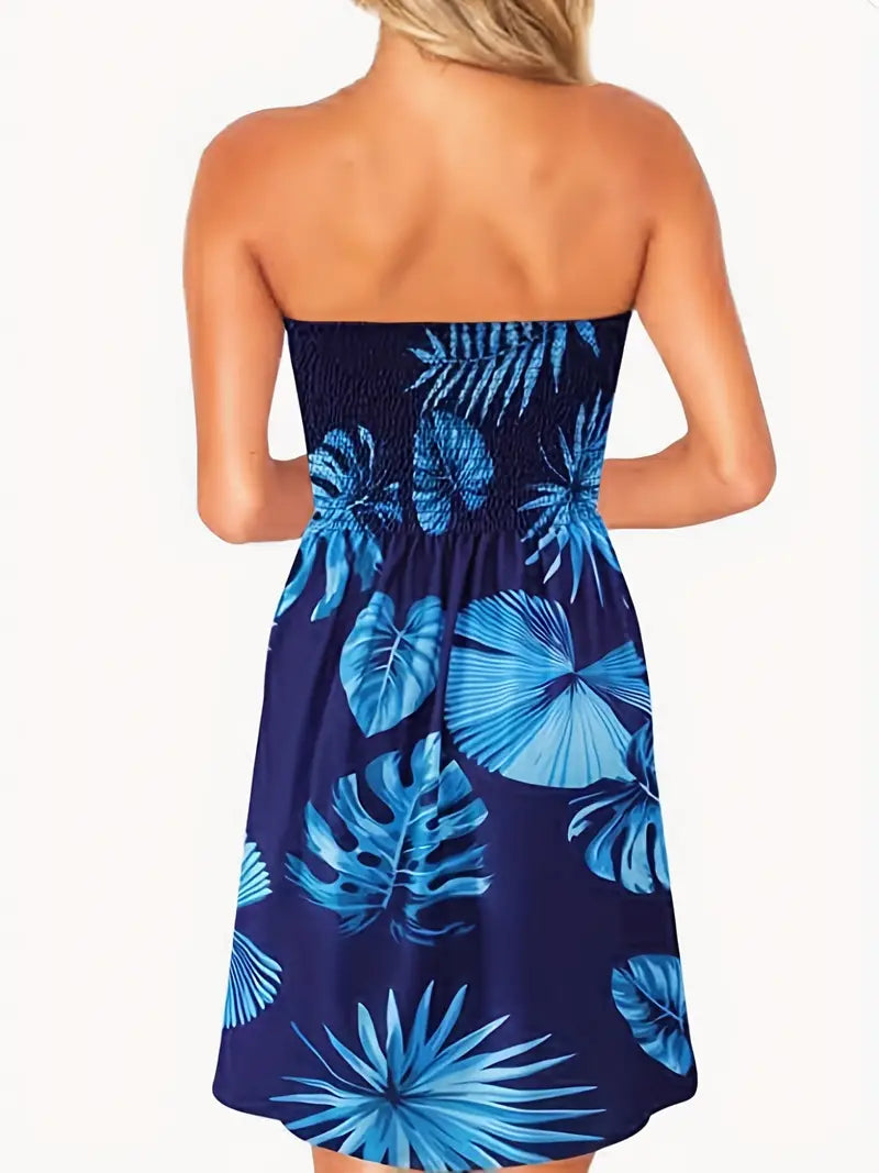 Mia – schulterfreies urlaubs-midikleid mit rüschen