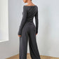 Mia – solides, lässiges set aus langarmshirt und hose mit weitem bein