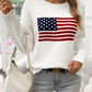 Livia – pullover mit rundhalsausschnitt und amerikanischer flagge