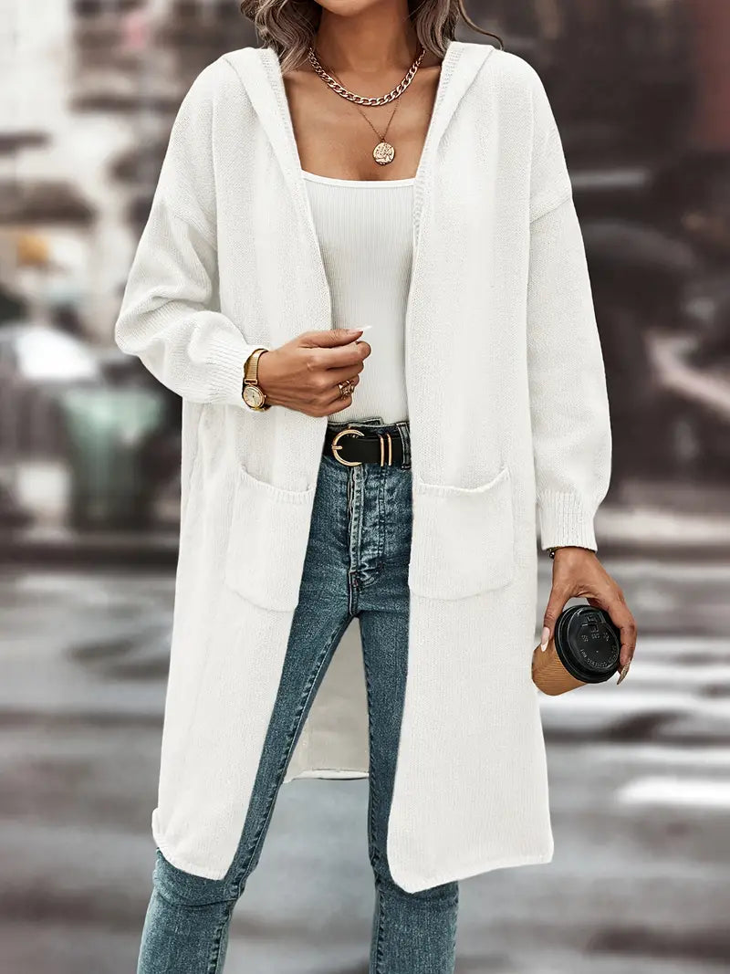 Ava – strickjacke mit offener vorderseite und kapuze