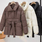 Lässig - wattierte jacke mit revers in schlichter farbe