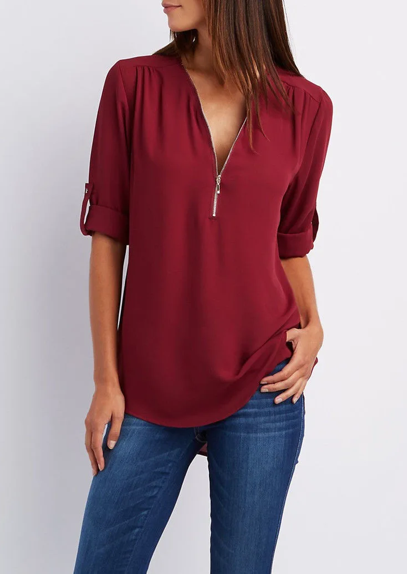 Adeline – chiffonbluse mit reibverschluss