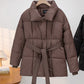 Lässig - wattierte jacke mit revers in schlichter farbe