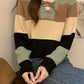 Aquila - mehrfarbiger pullover aus baumwolle mit v-ausschnitt