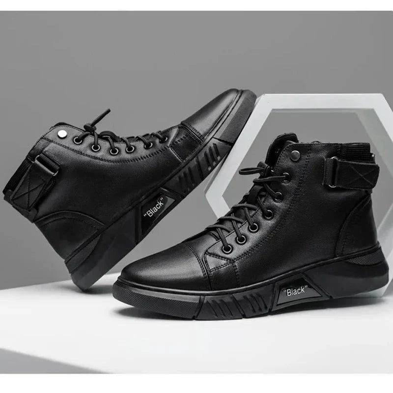 Elegante herrenstiefel aus leder in schwarz