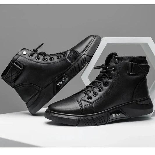 Elegante herrenstiefel aus leder in schwarz
