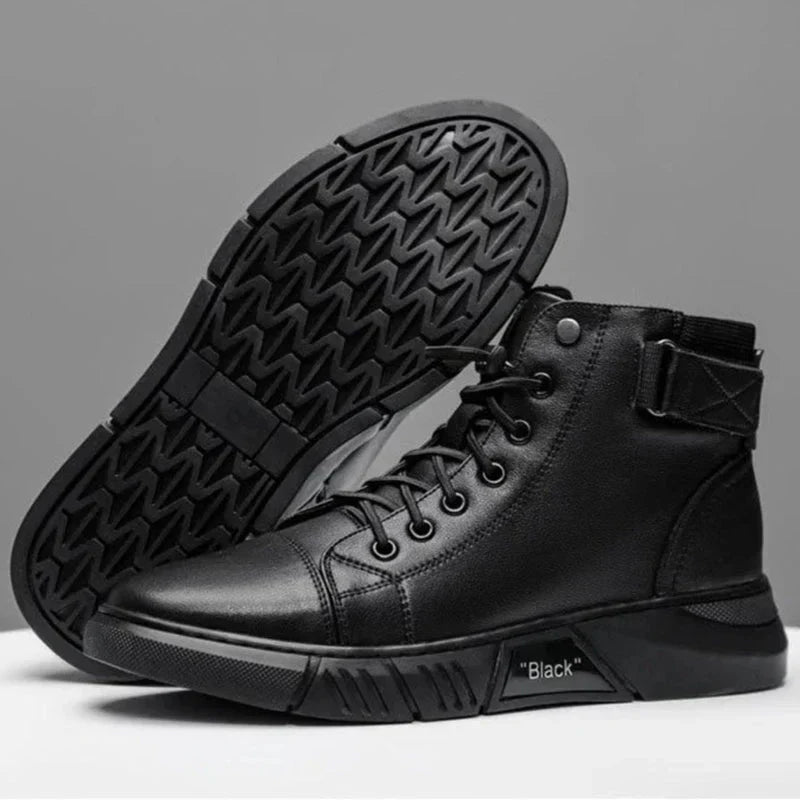 Elegante herrenstiefel aus leder in schwarz