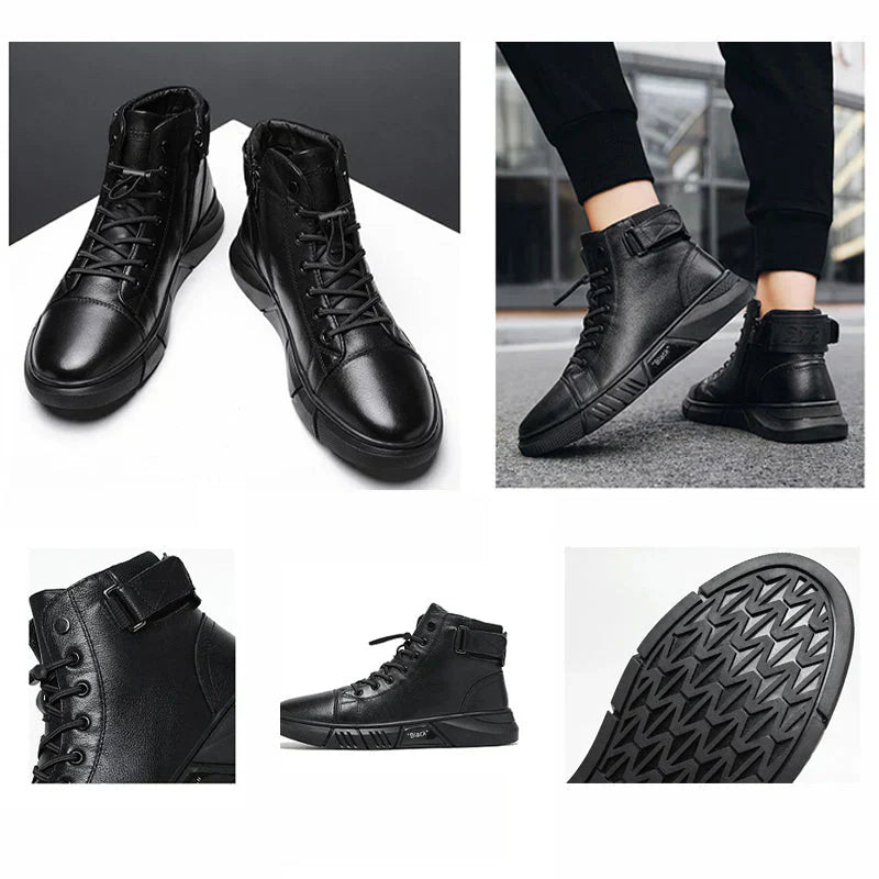 Elegante herrenstiefel aus leder in schwarz