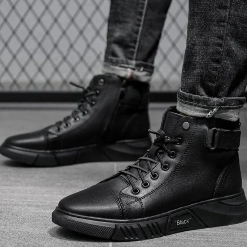 Elegante herrenstiefel aus leder in schwarz