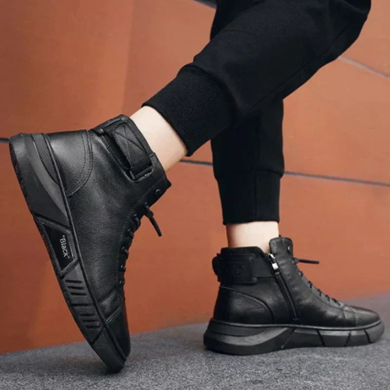 Elegante herrenstiefel aus leder in schwarz