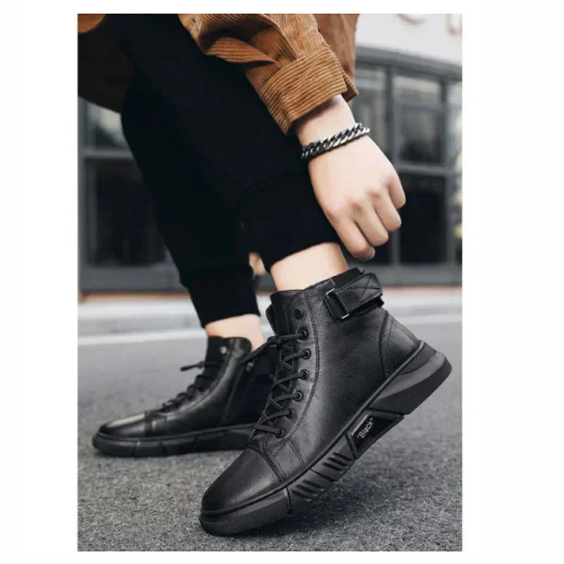 Elegante herrenstiefel aus leder in schwarz
