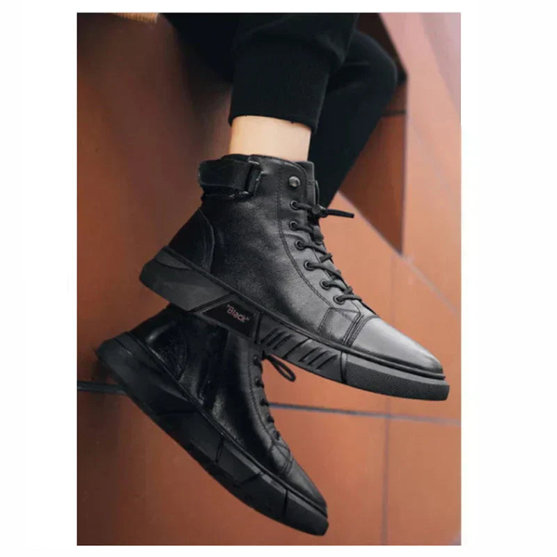 Elegante herrenstiefel aus leder in schwarz