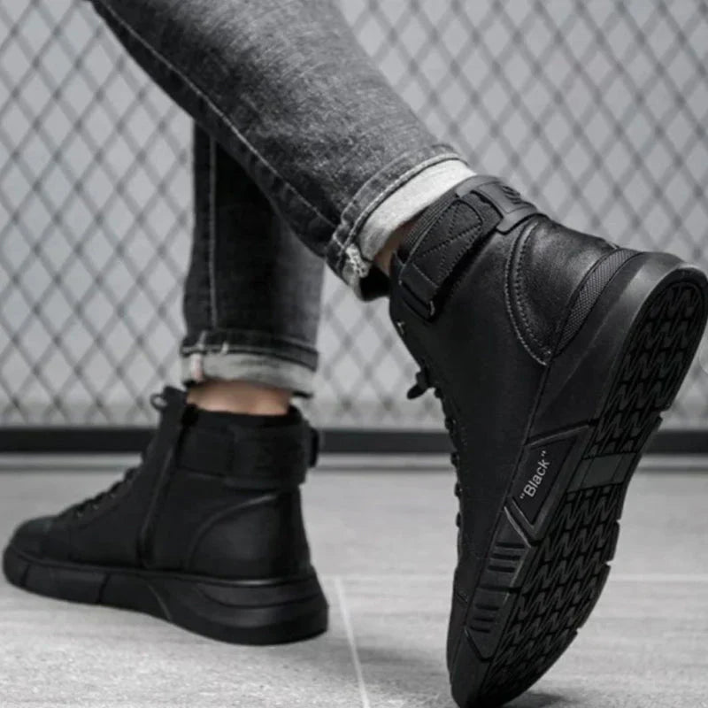 Elegante herrenstiefel aus leder in schwarz