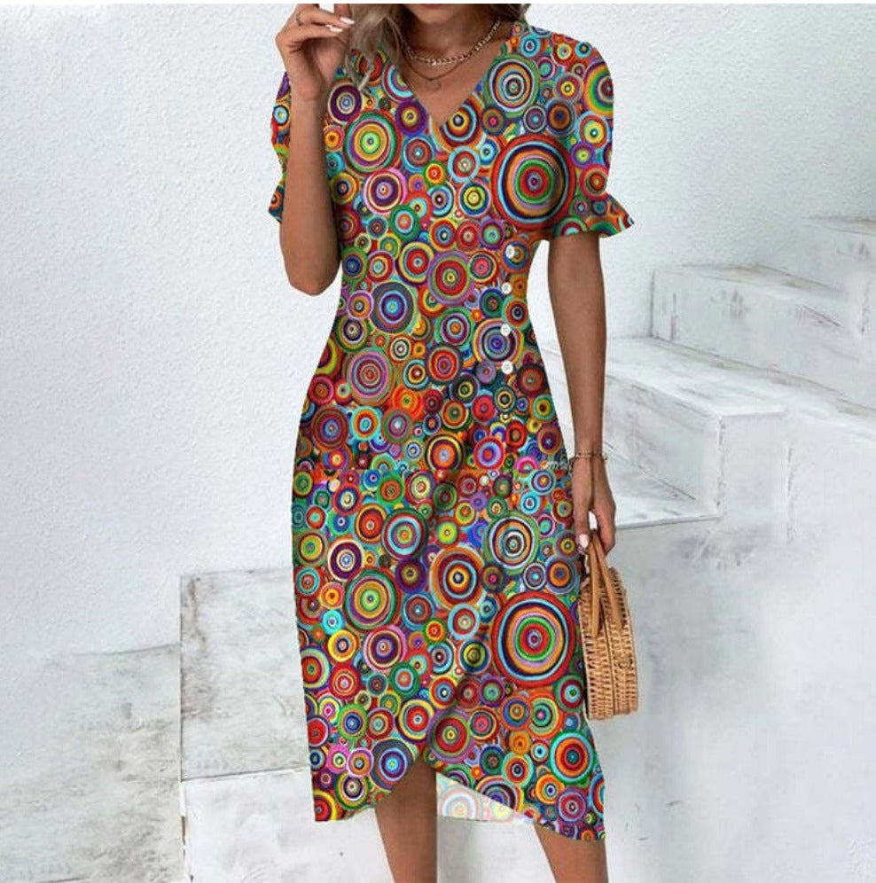 Bunt Midi Kleid für Damen