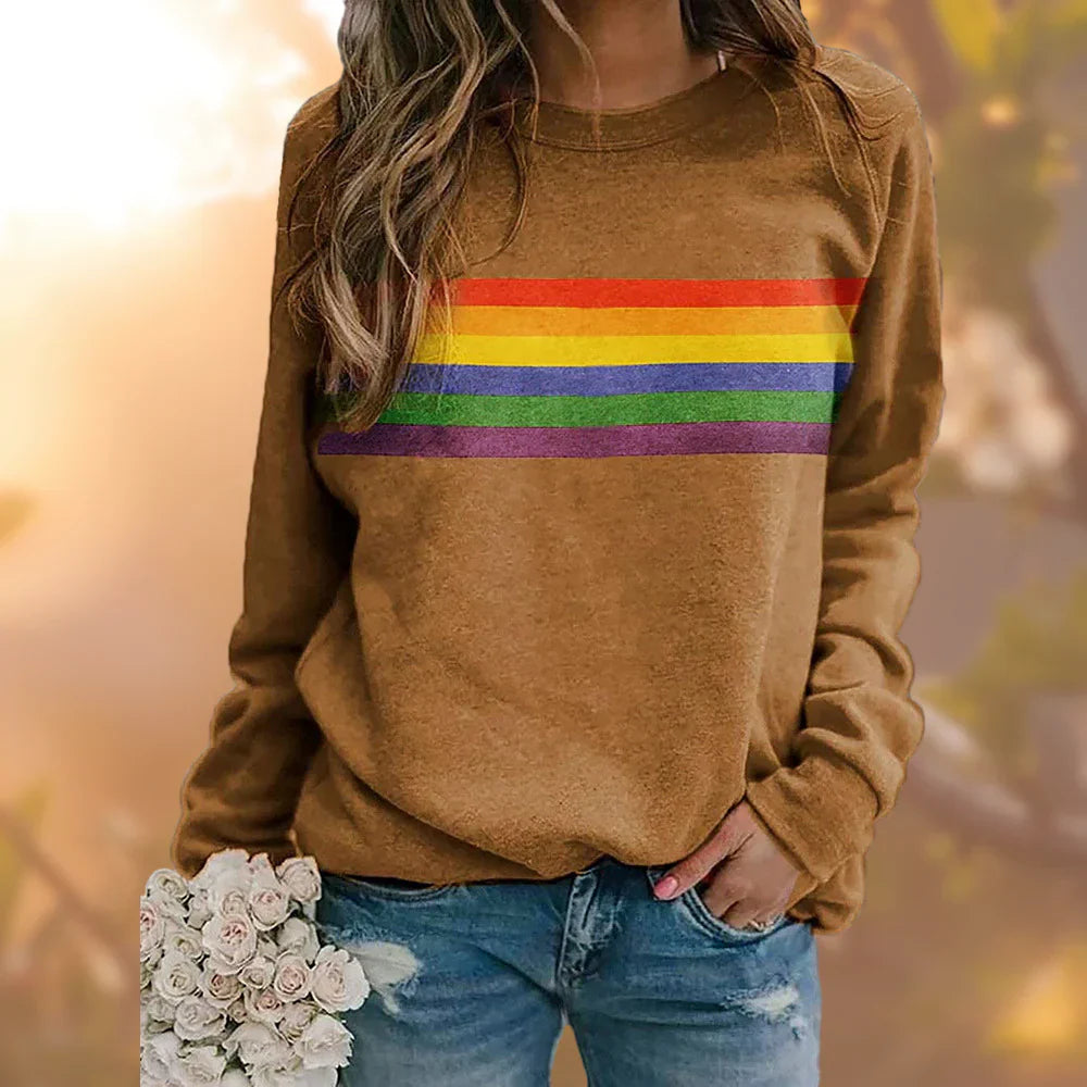 Riley – weicher pullover mit regenbogenmuster