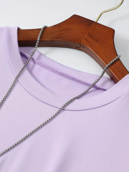 Lila lässiges Rundhals-T-Shirt für Herren