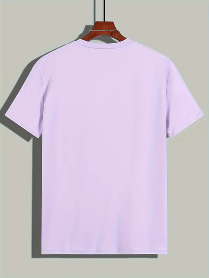 Lila lässiges Rundhals-T-Shirt für Herren