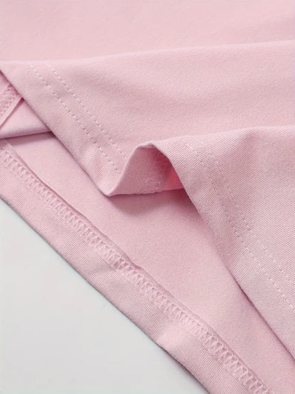 Rosa lässiges Rundhals-T-Shirt für Herren