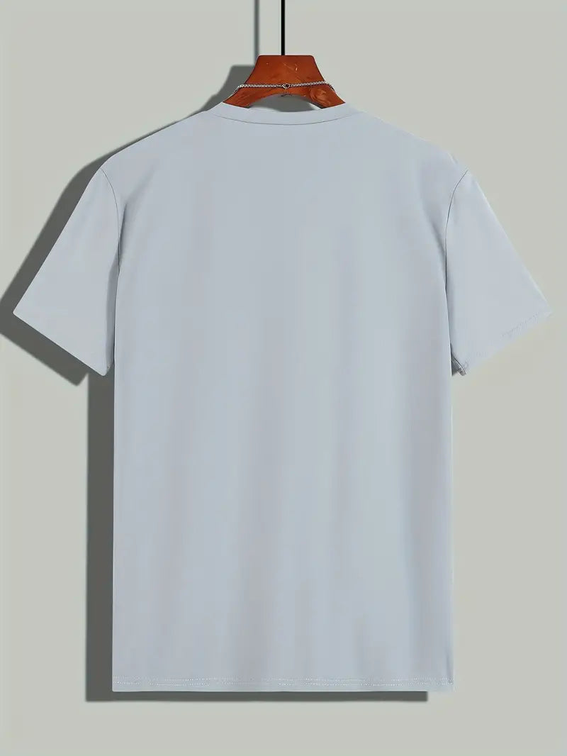 Grauer lässiges Rundhals-T-Shirt für Herren