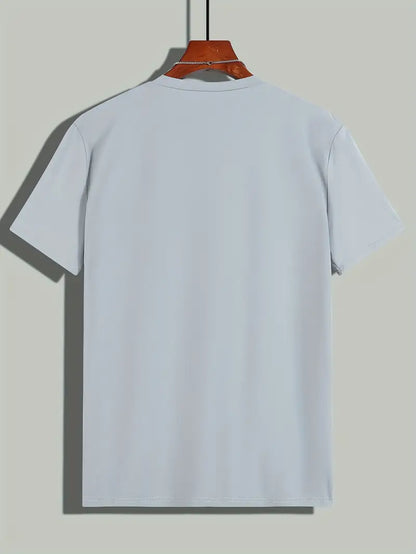 Grauer lässiges Rundhals-T-Shirt für Herren