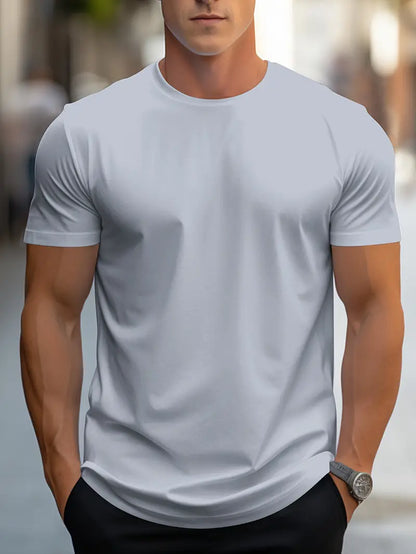 Grauer lässiges Rundhals-T-Shirt für Herren