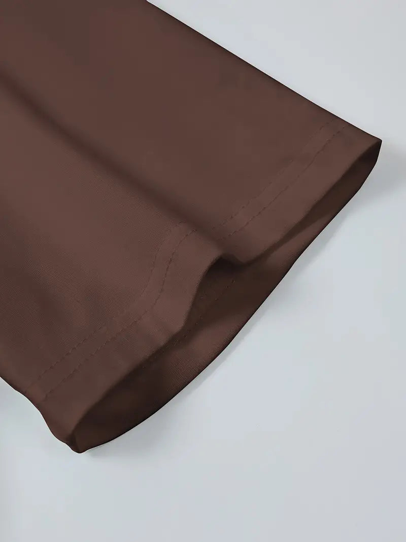 Braun lässiges Rundhals-T-Shirt für Herren
