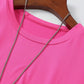 Pink lässiges Rundhals-T-Shirt für Herren