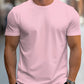 Rosa lässiges Rundhals-T-Shirt für Herren