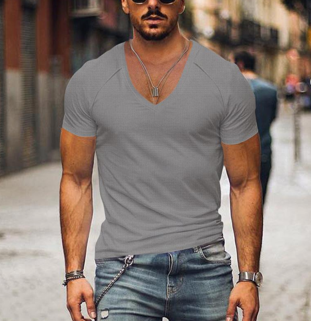 Gratianus – zeitloses soft-fit-t-shirt mit v-ausschnitt für herren