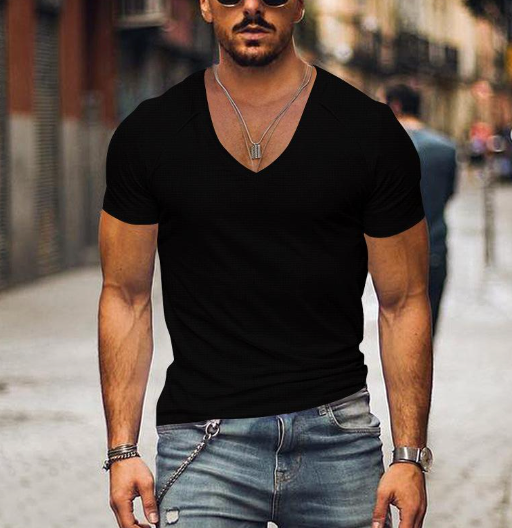 Gratianus – zeitloses soft-fit-t-shirt mit v-ausschnitt für herren