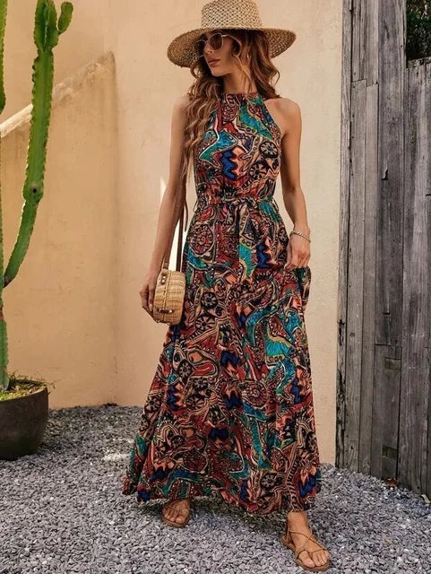 Nina - musterreiches maxikleid in pastelltönen