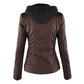 WOLFF - damen lederjacke mit kapuze