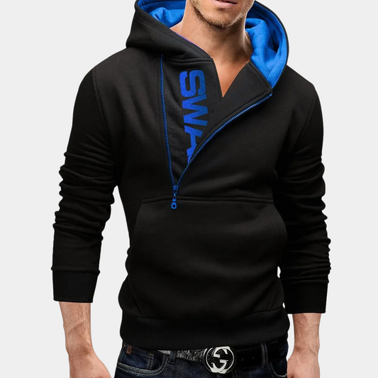Neil - eleganter herren-hoodie mit seitlichem reißverschluss für einen trendigen look