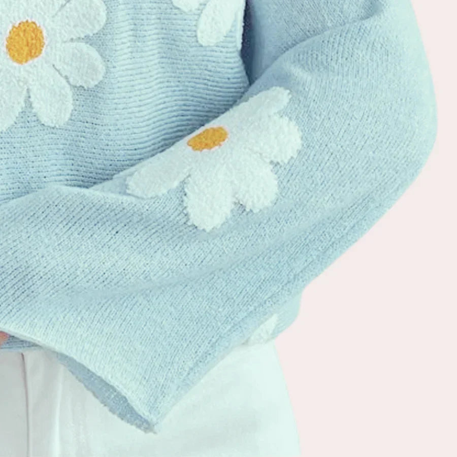 Mia – bezaubernder pullover mit blumenstickerei für damen