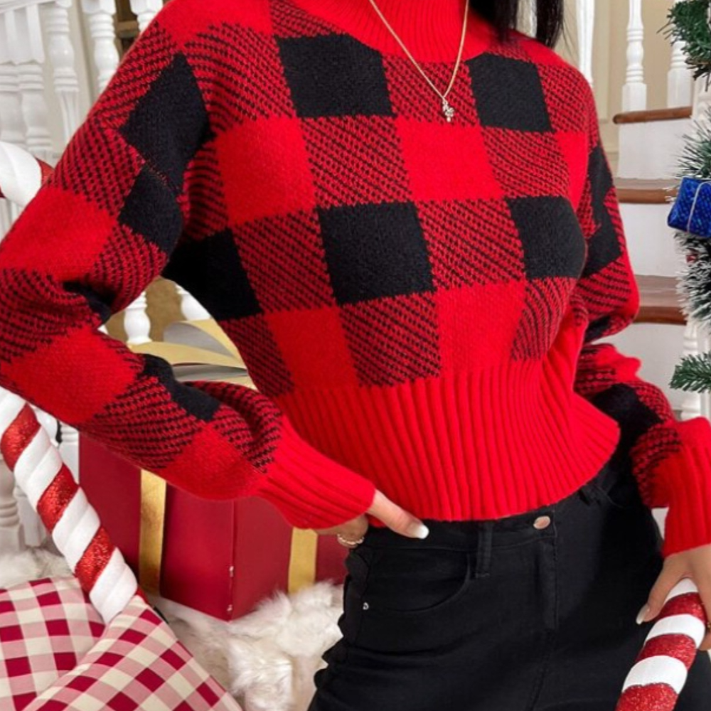 Sonya - eleganter karopullover für damen