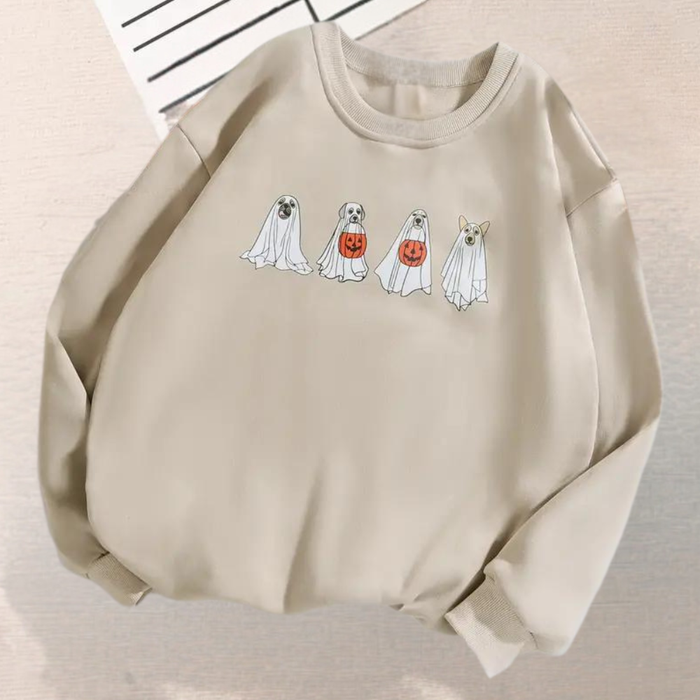 Kinga - halloween-sweatshirt für frauen mit gruseligem hundeaufdruck