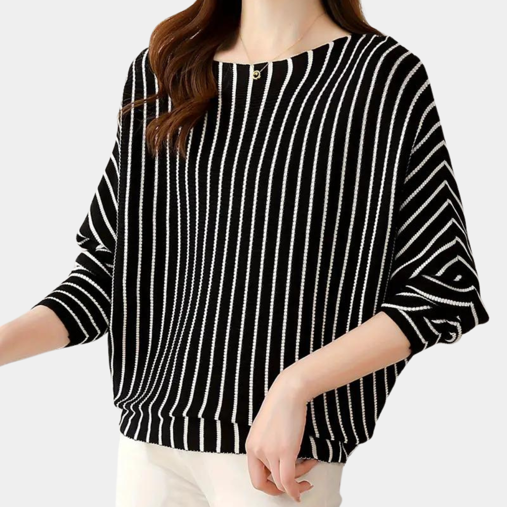 Szonja - trendiger gestreifter damenpullover für die elegante frau