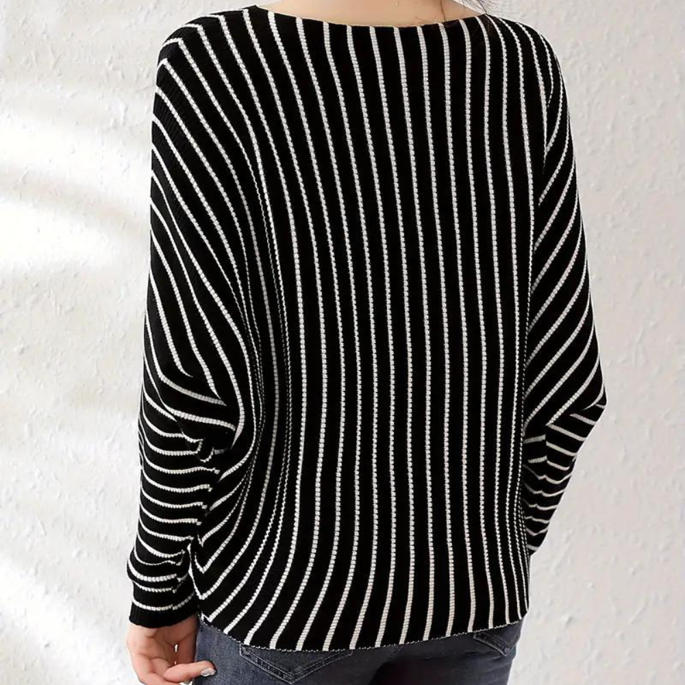 Szonja - trendiger gestreifter damenpullover für die elegante frau