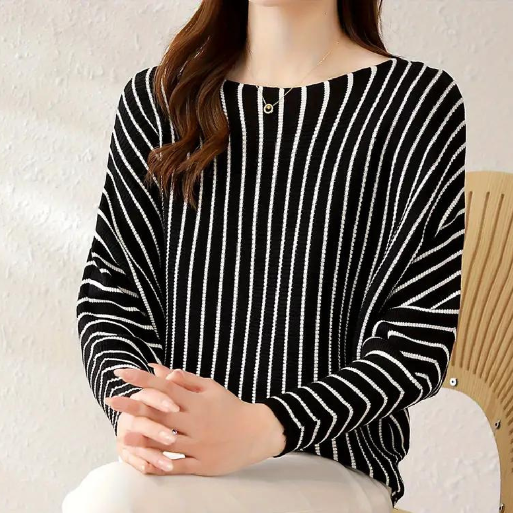 Szonja - trendiger gestreifter damenpullover für die elegante frau