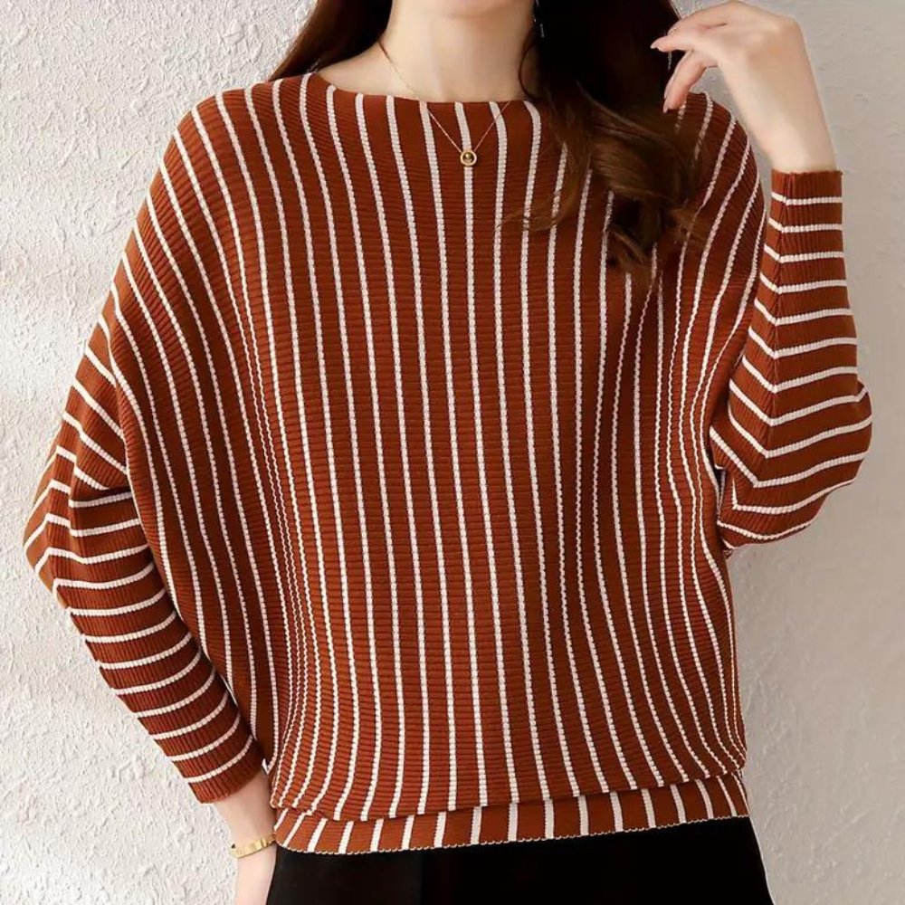 Szonja - trendiger gestreifter damenpullover für die elegante frau