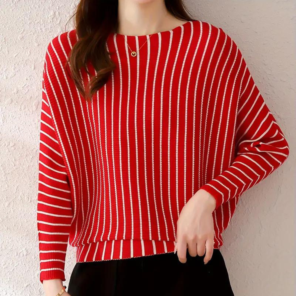 Szonja - trendiger gestreifter damenpullover für die elegante frau