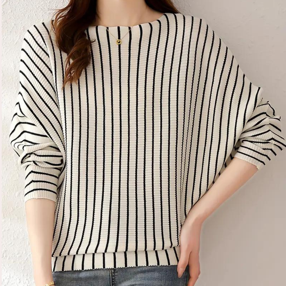 Szonja - trendiger gestreifter damenpullover für die elegante frau