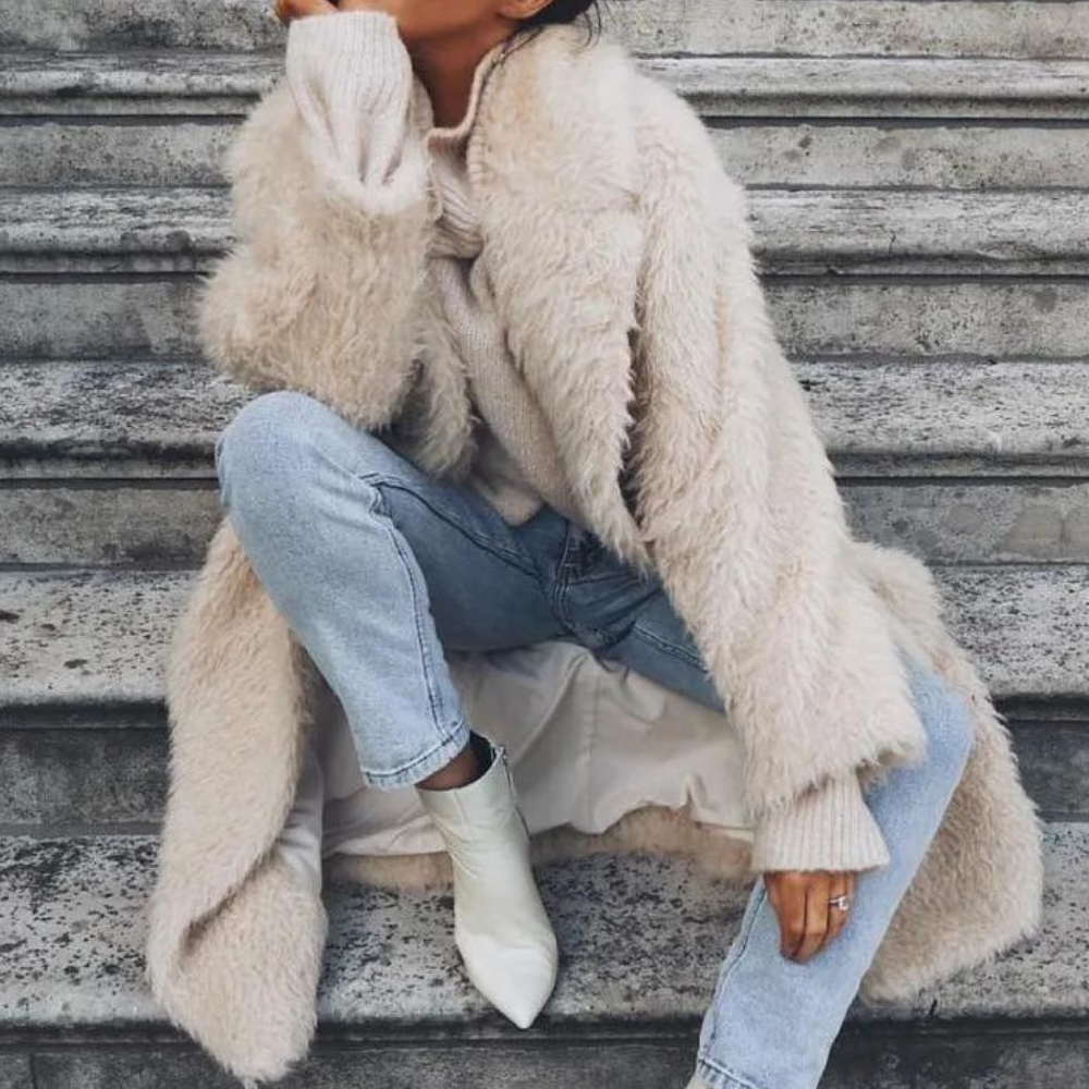 Tara – eleganter plüsch-wintermantel für damen