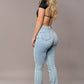 Cecile | damen flared jeans im vintage-blau