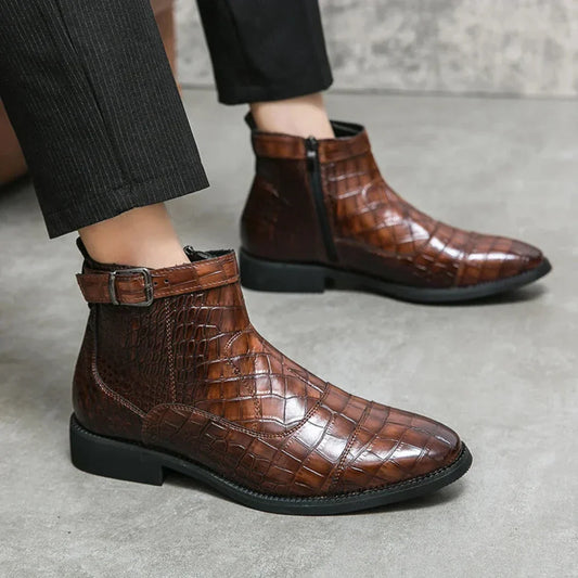 Elegante chelsea-stiefel aus leder für herren
