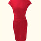Rot einfarbige Midikleid für Damen mit Rundhalsausschnitt