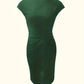 Grün einfarbige Midikleid für Damen mit Rundhalsausschnitt