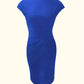 Blau einfarbige Midikleid für Damen mit Rundhalsausschnitt