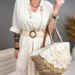 langes Sommerkleid für Damen mit langen Ärmeln in der Farbe Beige mit wunderschöner Stickerei