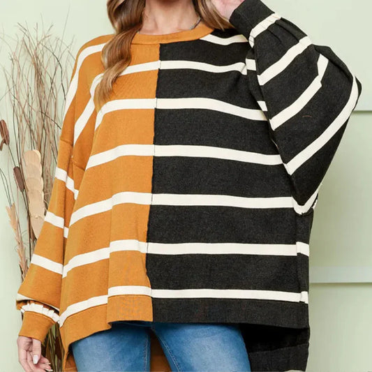 Victoria - stylischer gestreifter freizeitpullover für damen